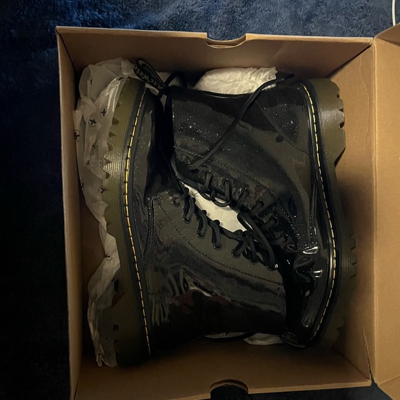 Untouched, unworn, still in box Luana black coated glitter doc martins - Picture 1 of 2